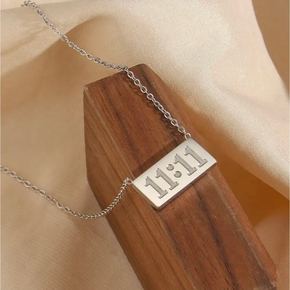 NEW 11:11 Angel Number Necklace Silver 18K Gold Plated Stainless Steel